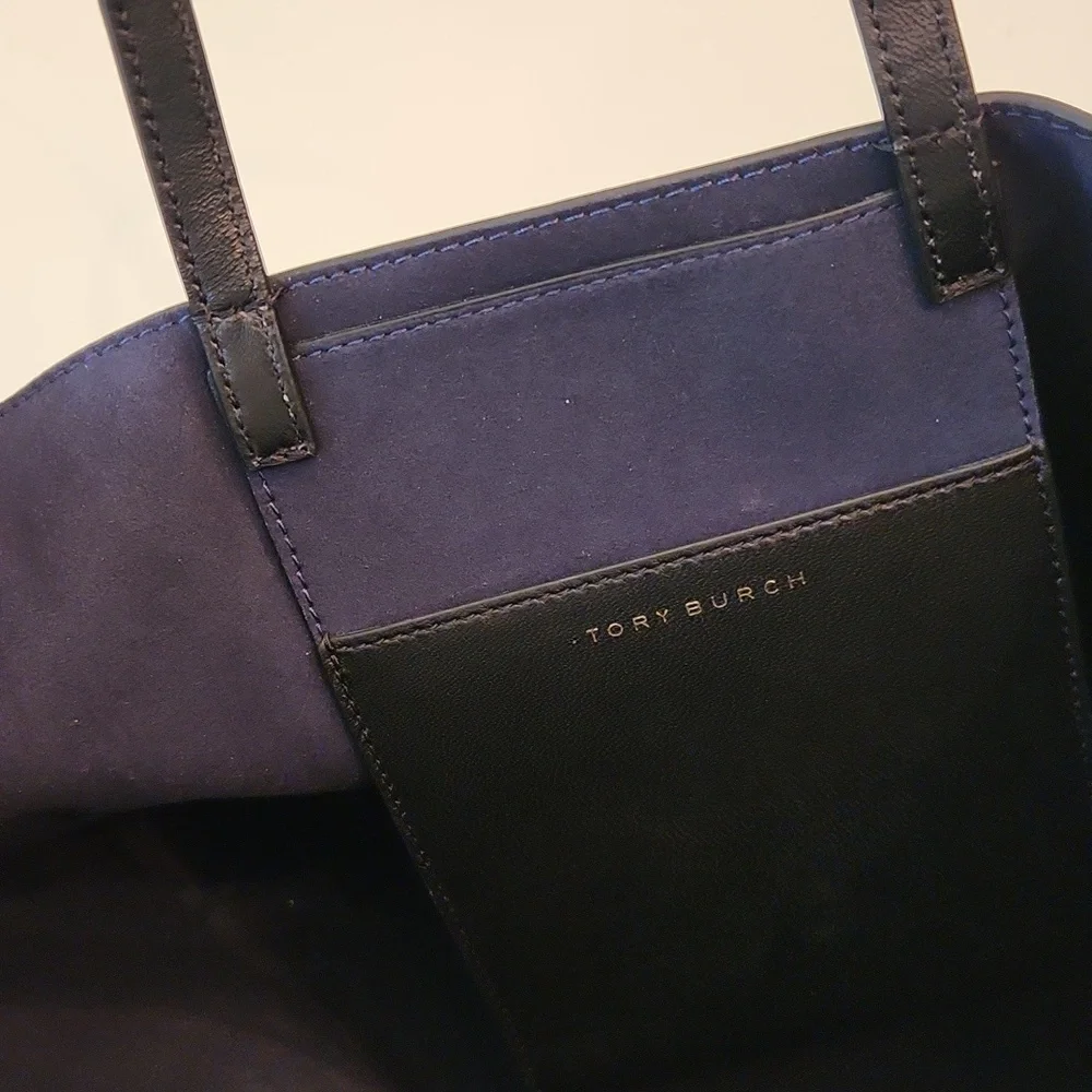 Tory Burch Star Stud Black Leather Tote Bag Purse